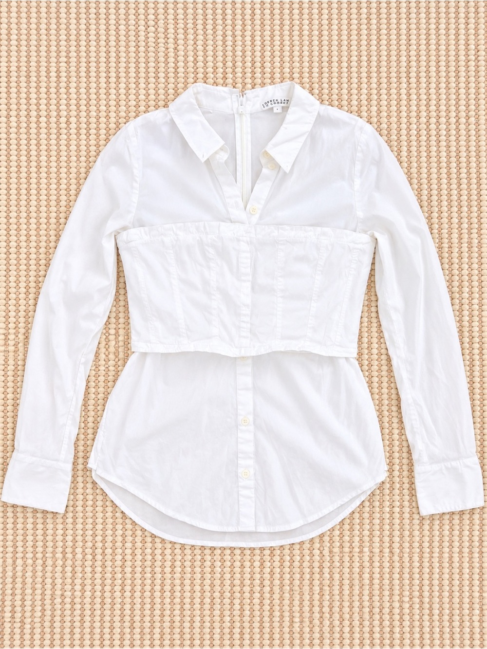 Veronica Beard White Corset Waist Button-Down Shirt Size 6 Poplin Structured Top